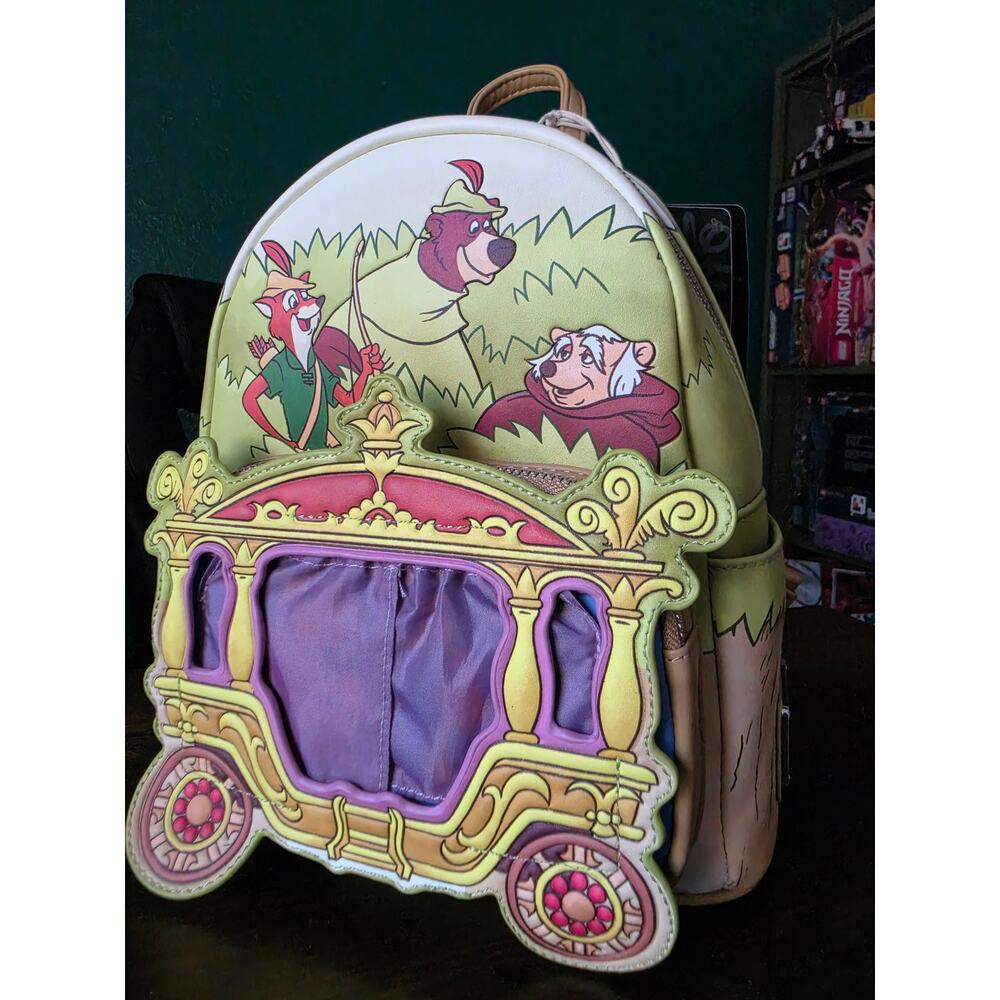 New Loungefly Disney Robin Hood Prince John Carriage Mini Backpack (LE1700) - Picture 2 of 7